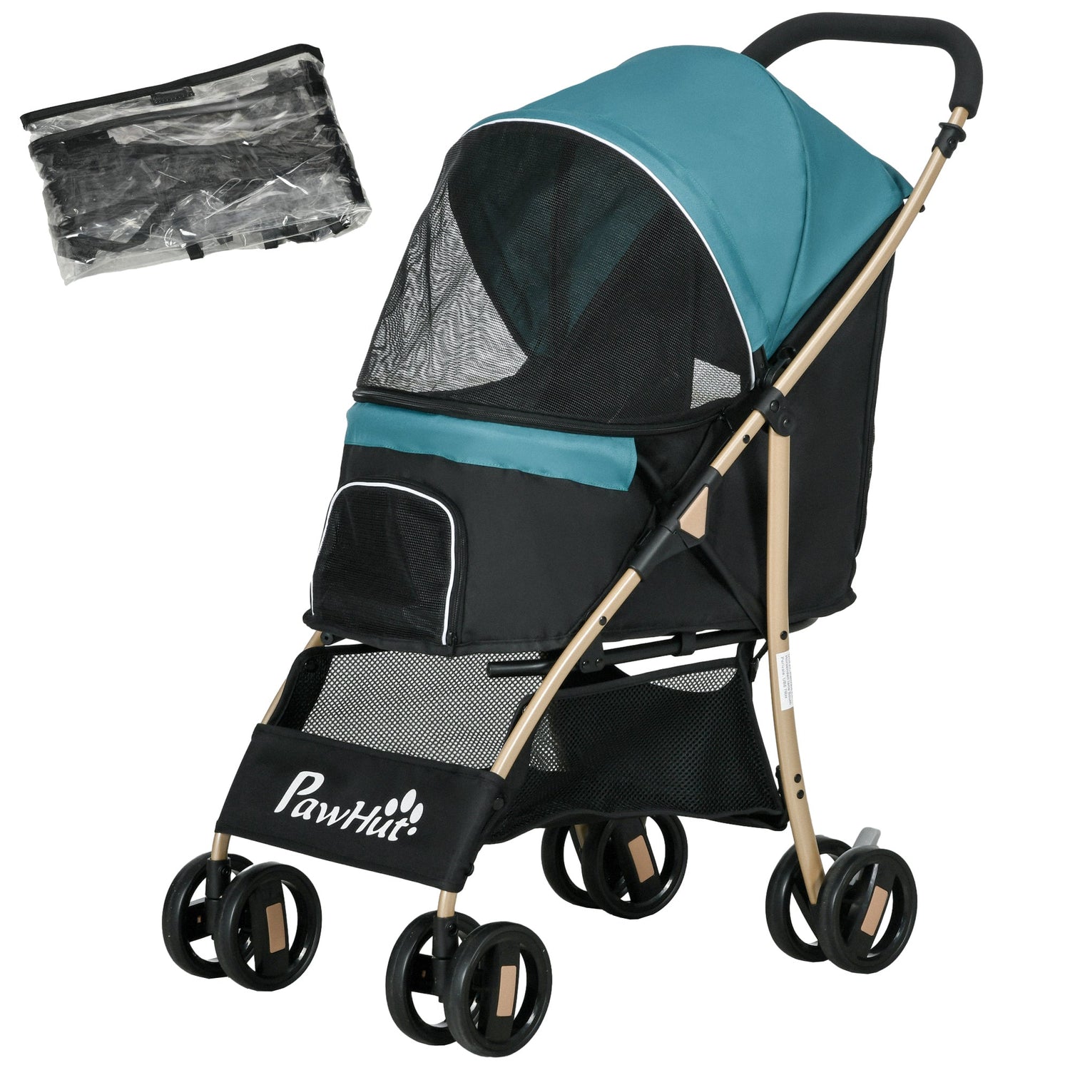Oxfoad Pet Stroller for Small Minature Dogs with Rain Cover Dark Green-0