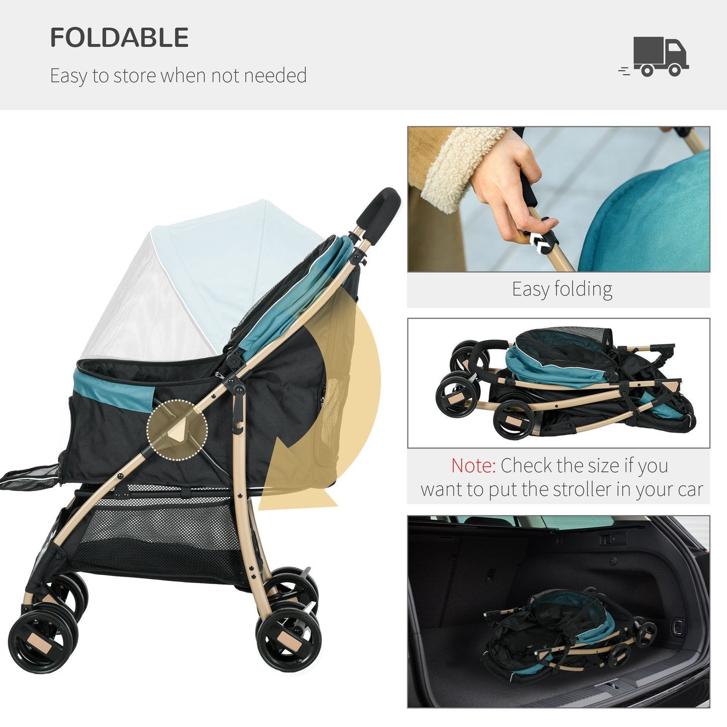 Oxfoad Pet Stroller for Small Minature Dogs with Rain Cover Dark Green-4